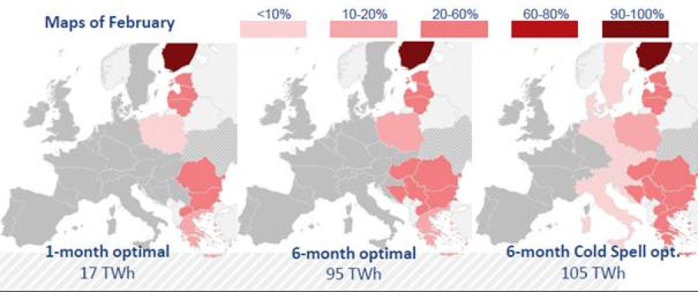 Shema: Kooperativni scenarij zanesljivosti oskrbe z zemeljskim plinom v primeru 100-odstotne prekinitve dobave iz Rusije